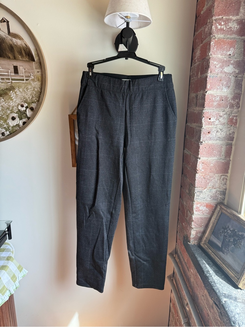 Max Studio Men's Dark Gray Glen Plaid Dress Pants